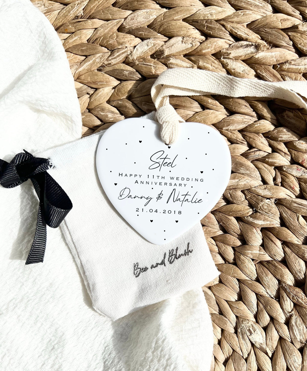 Personalised 11th Anniversary Ornament – Steel Wedding Keepsake