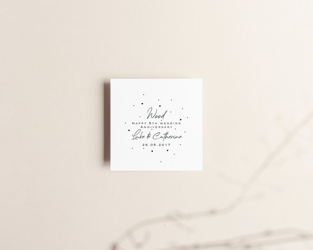 Personalised 5th Anniversary Card – Wood Wedding Keepsake