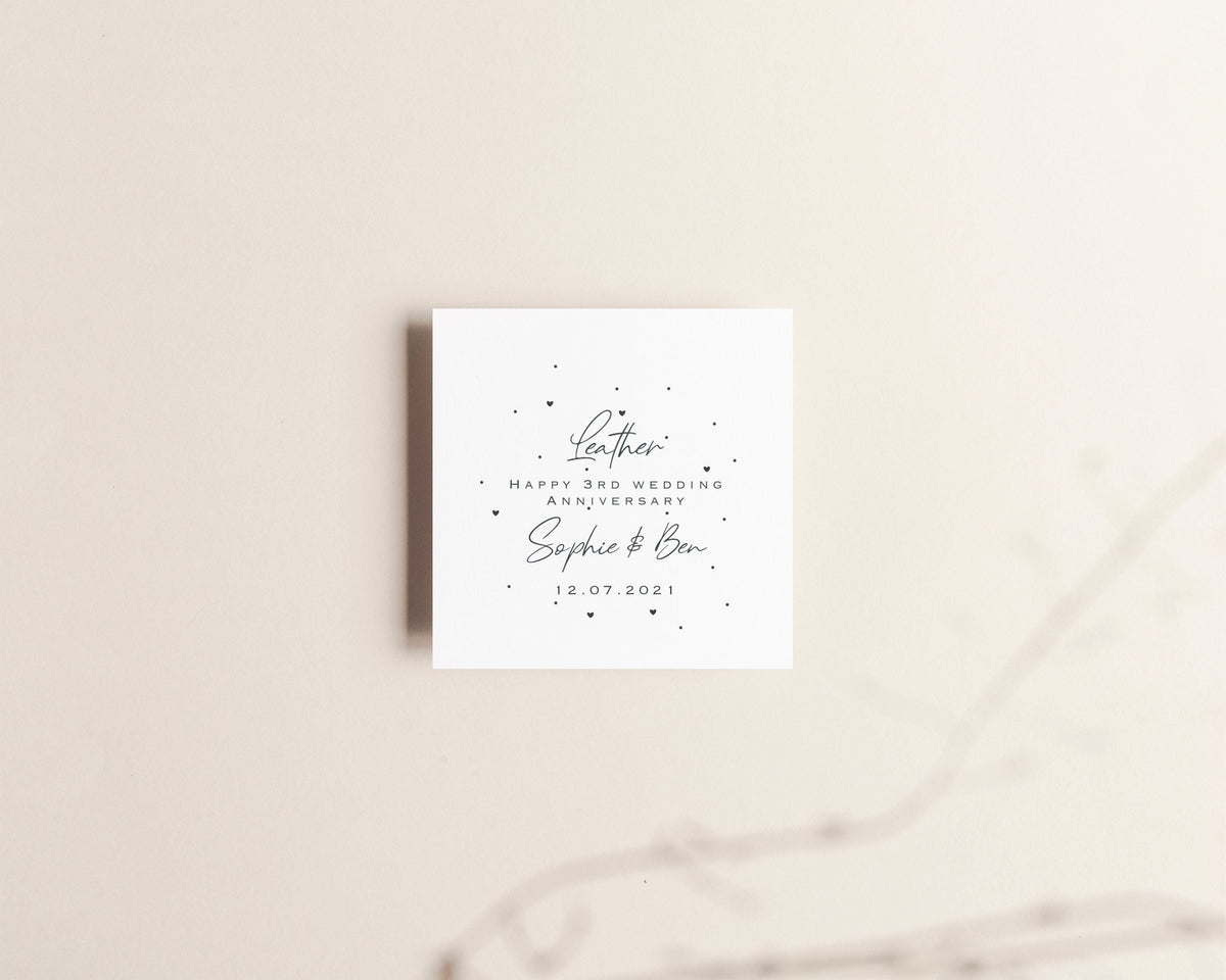 Personalised 3rd Anniversary Card – Leather Wedding Keepsake