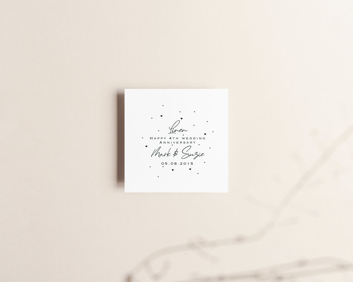 Personalised 4th Anniversary Card – Linen Wedding Keepsake