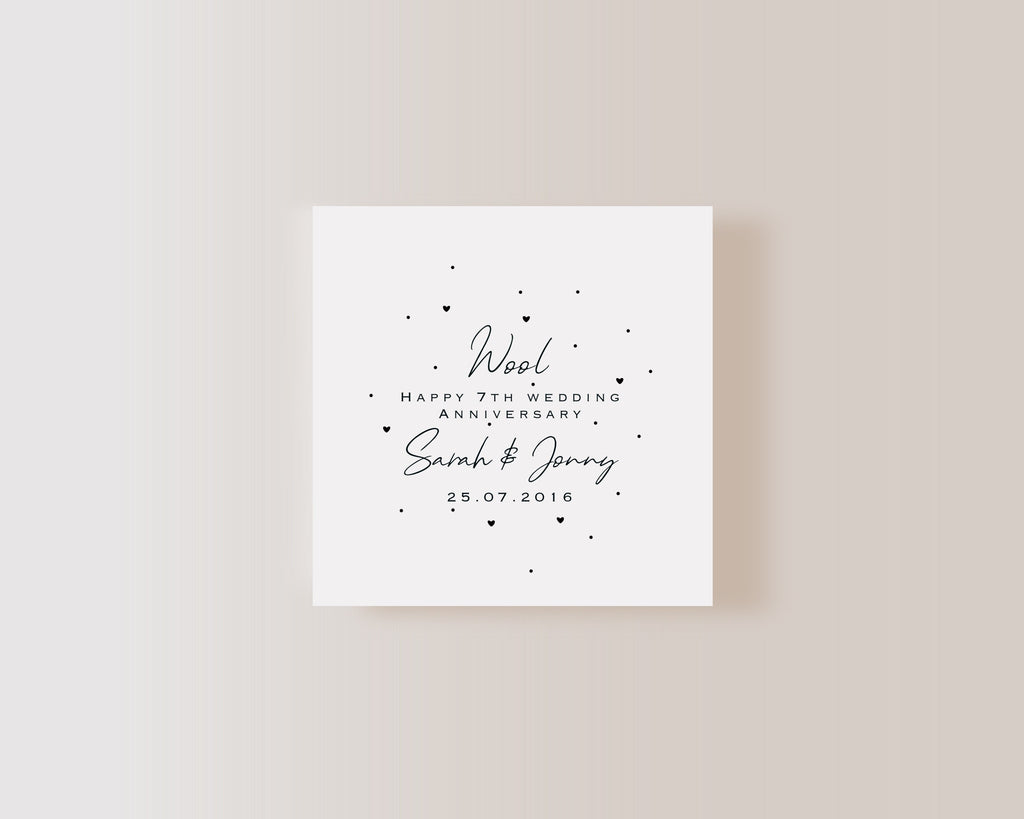 Personalised 7th Anniversary Card – Wool Wedding Keepsake