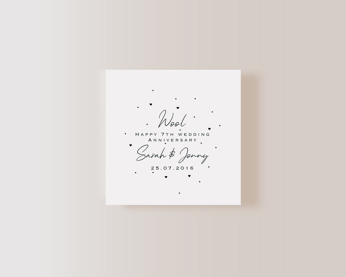 Personalised 7th Anniversary Card – Wool Wedding Keepsake