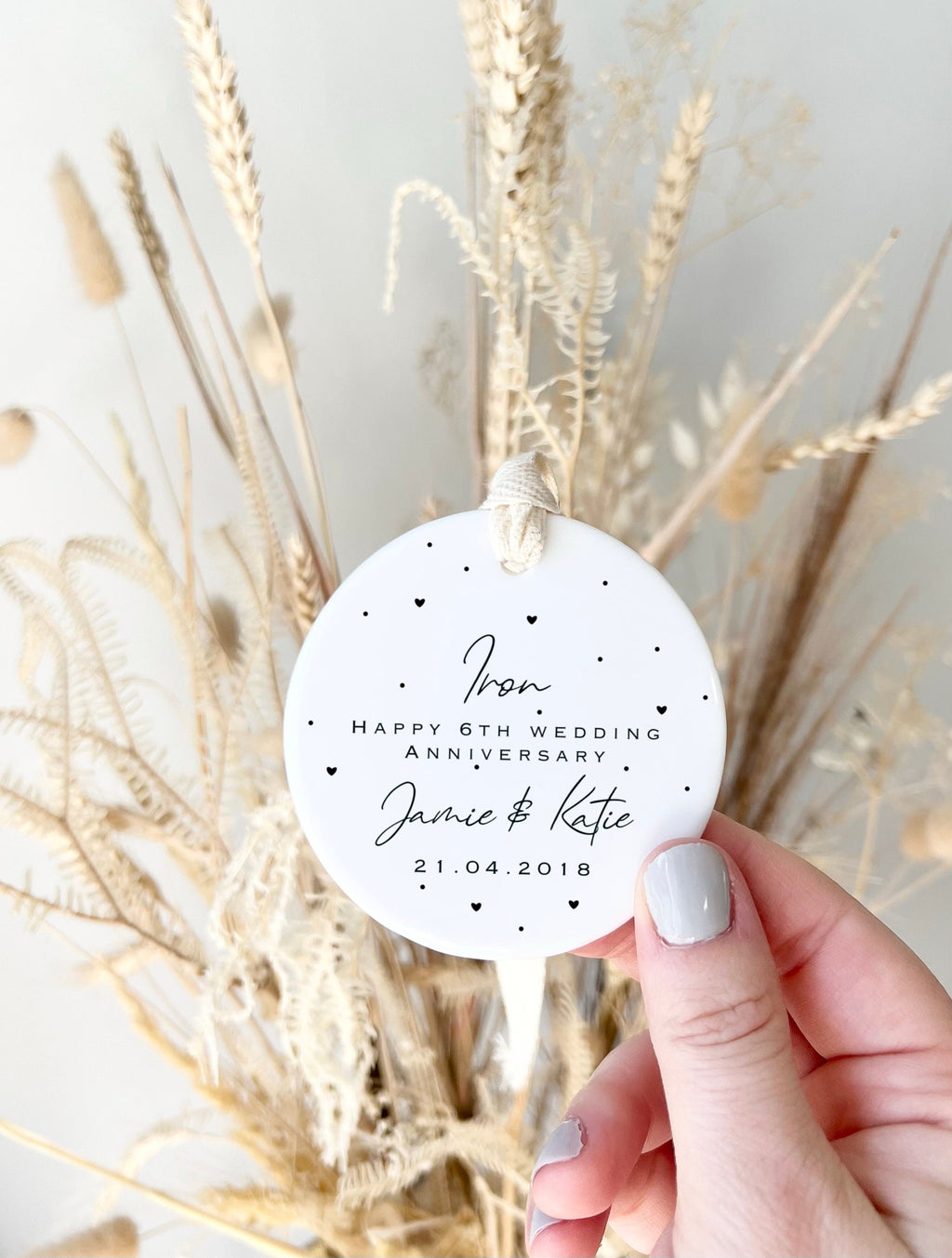 Personalised 6th Anniversary Ornament – Iron Wedding Keepsake