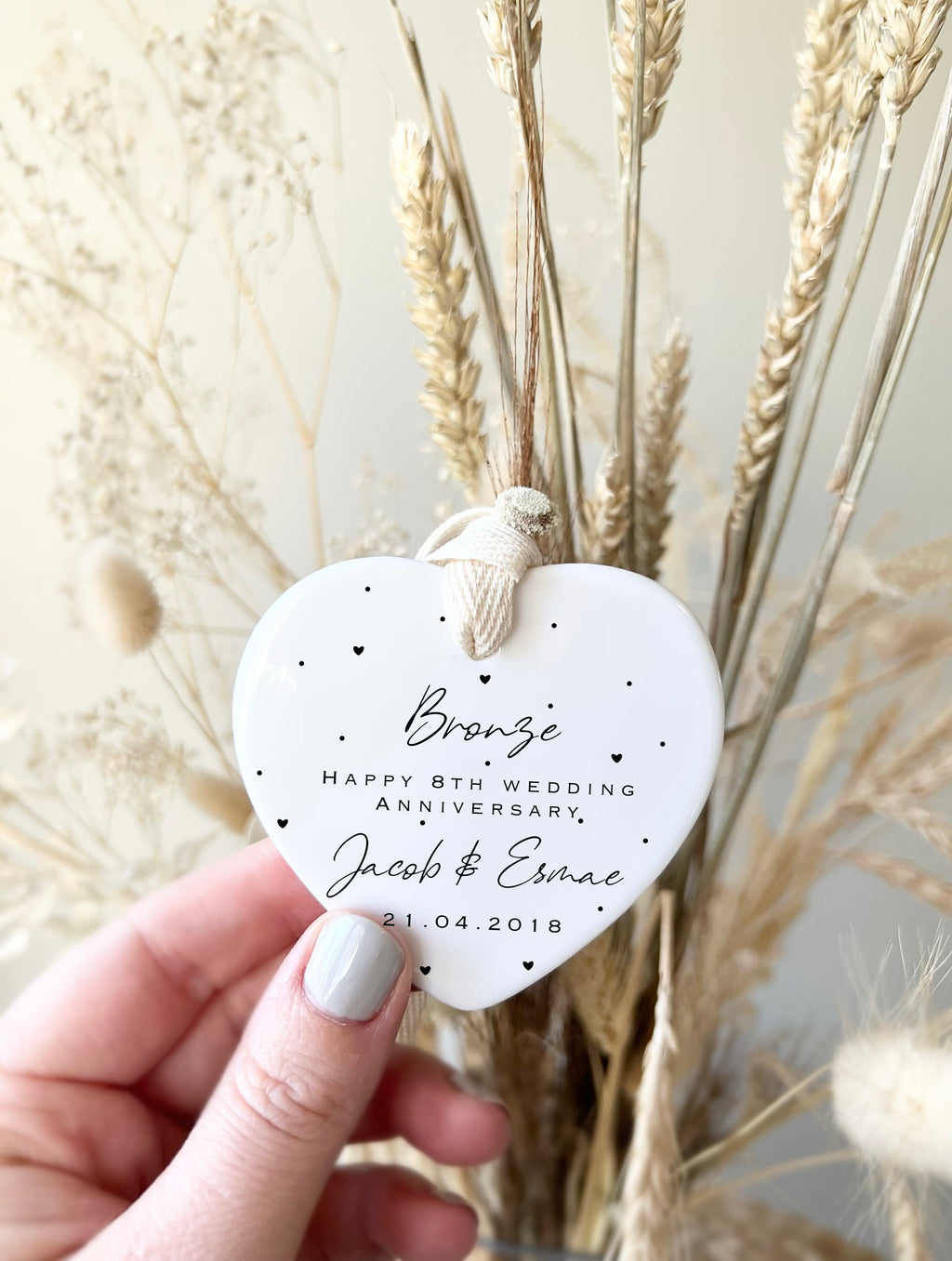 Personalised 8th Anniversary Ornament – Bronze Wedding Keepsake