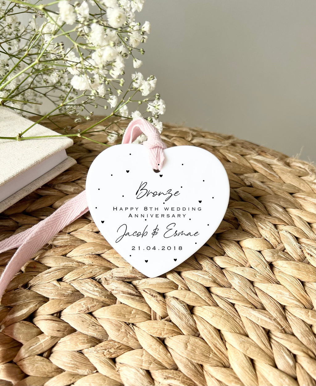Personalised 8th Anniversary Ornament – Bronze Wedding Keepsake