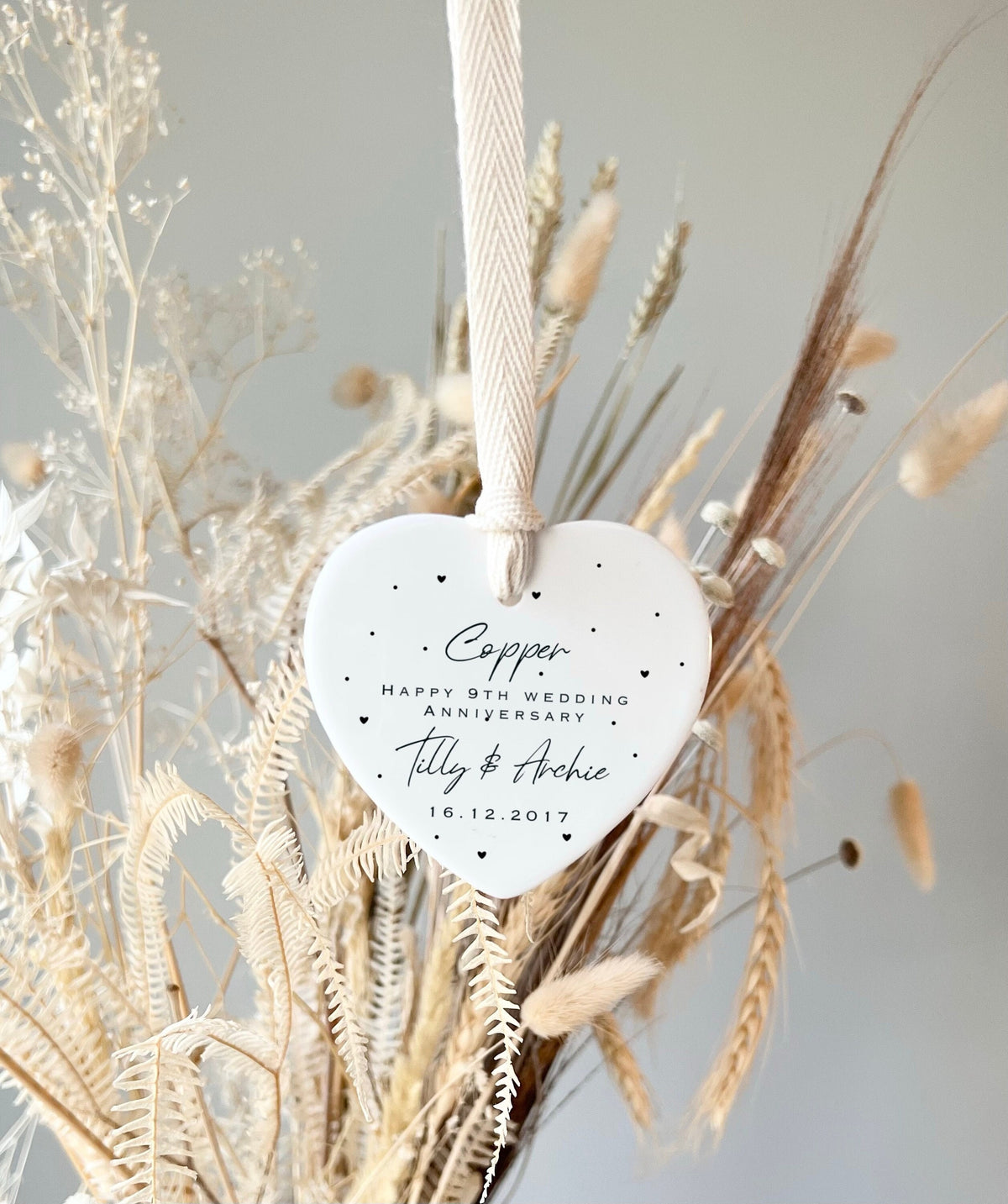 Personalised 9th Anniversary Ornament – Copper Wedding Keepsake