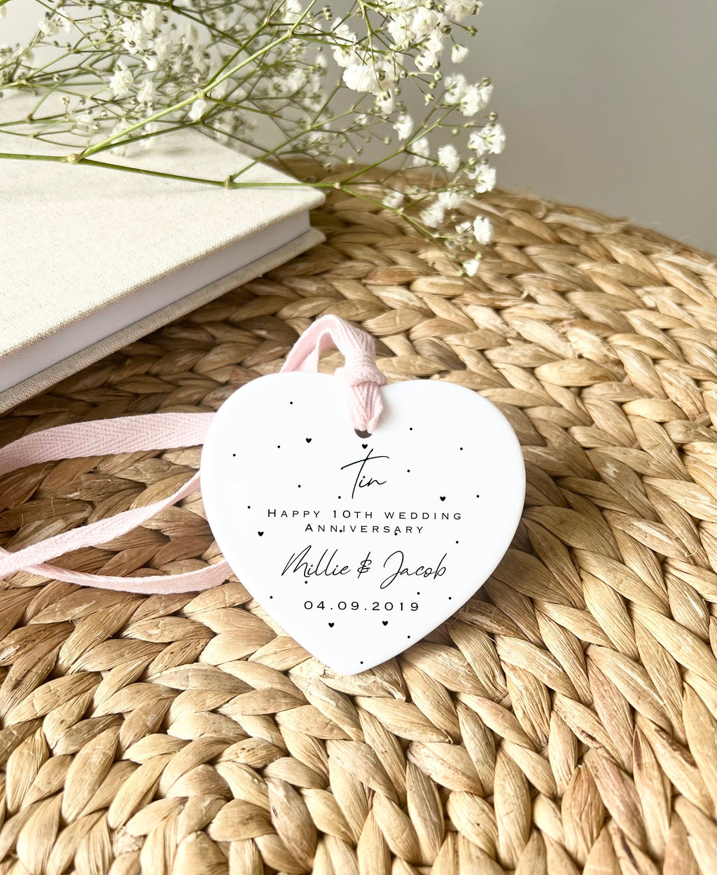 Personalised 10th Anniversary Ornament – Tin Wedding Keepsake