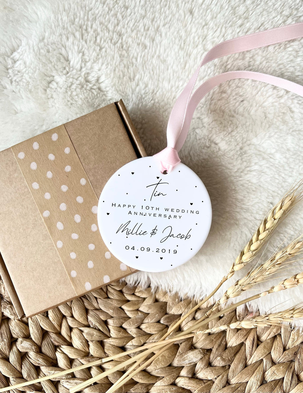 Personalised 10th Anniversary Ornament – Tin Wedding Keepsake