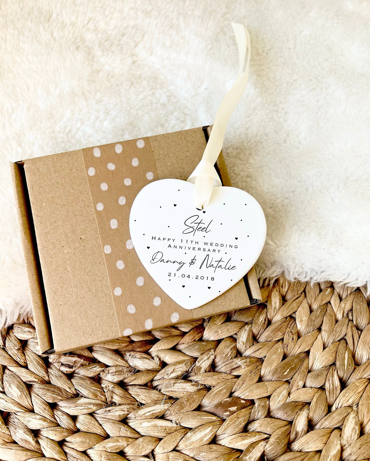 Personalised 11th Anniversary Ornament – Steel Wedding Keepsake