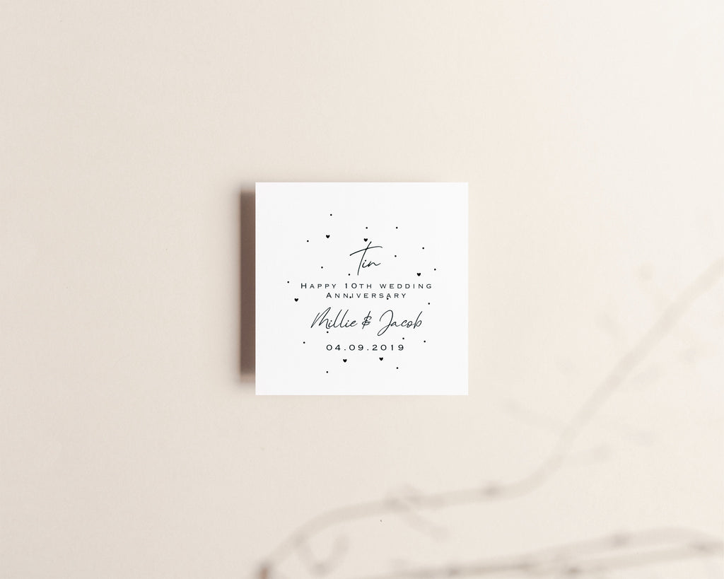 Personalised 10th Anniversary Card – Tin Wedding Keepsake