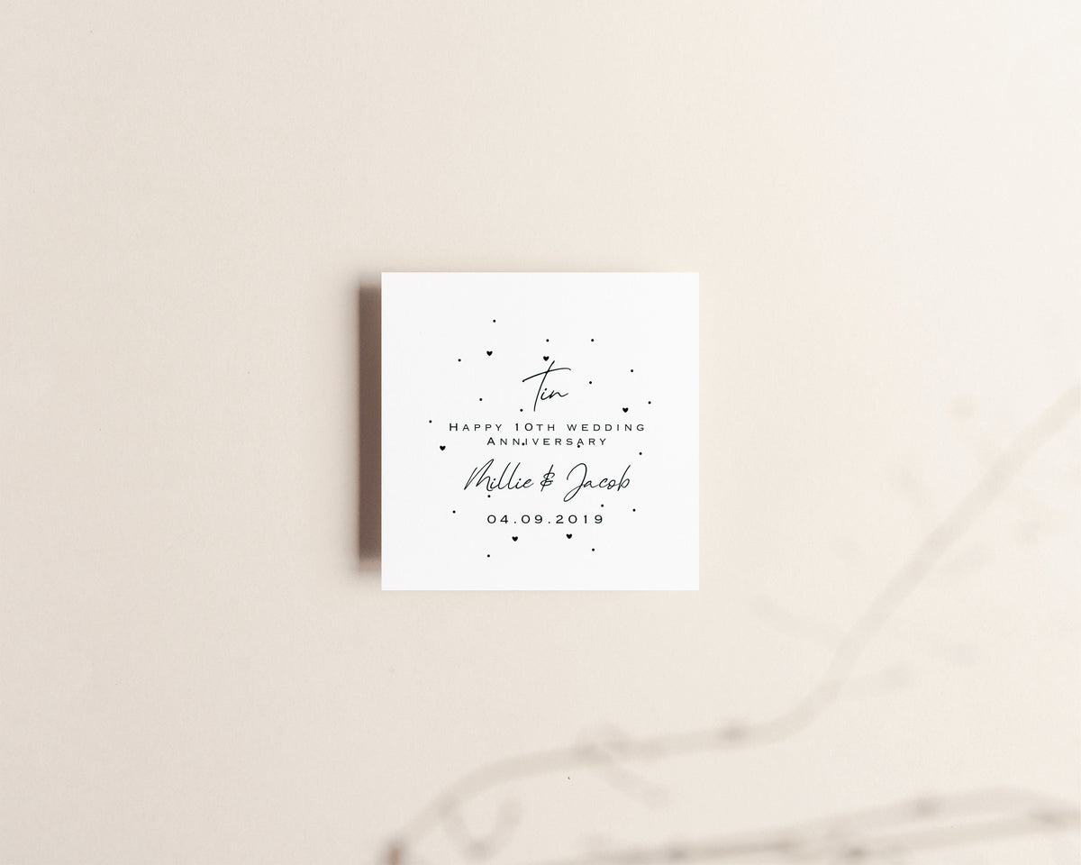 Personalised 10th Anniversary Card – Tin Wedding Keepsake