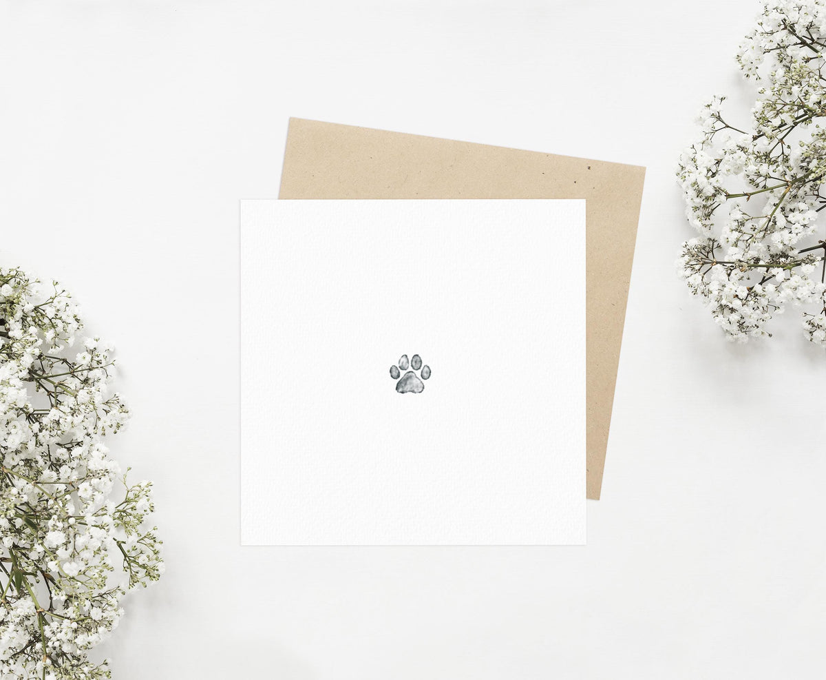 Watercolour Paw Print Card – Animal Lover Greeting Card