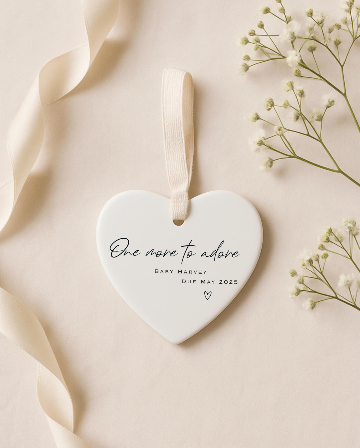 Personalised Baby Announcement Heart Ornament – Ceramic Keepsake