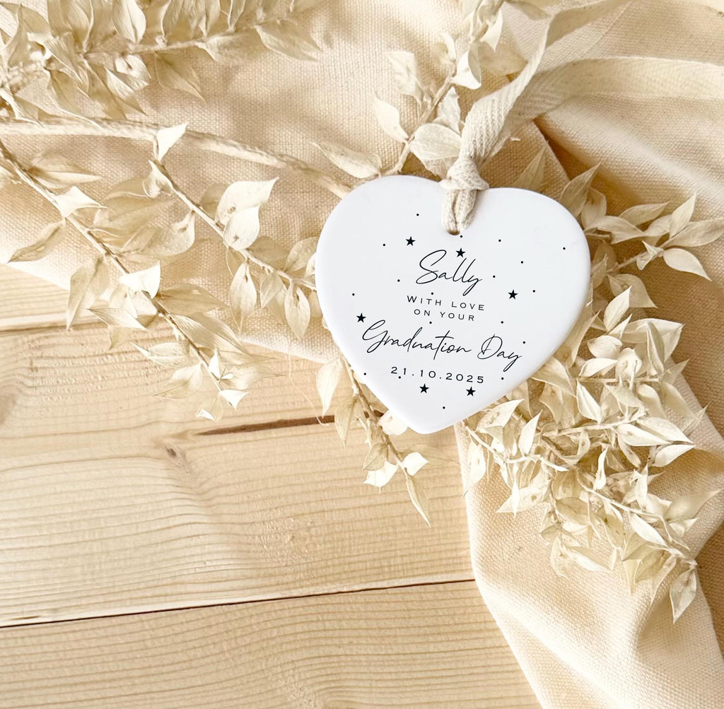Personalised Graduation Heart Ornament – Ceramic Keepsake