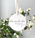 Personalised baby announcement ceramic heart ornament