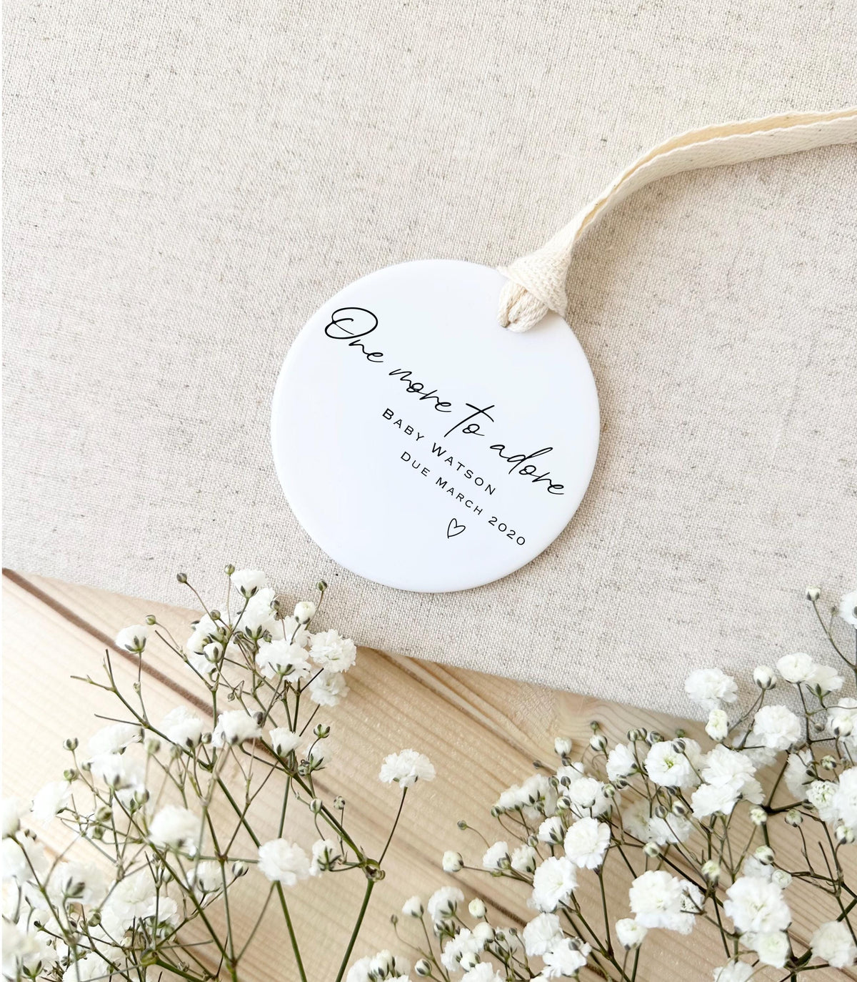Personalised Baby Announcement Heart Ornament – Ceramic Keepsake