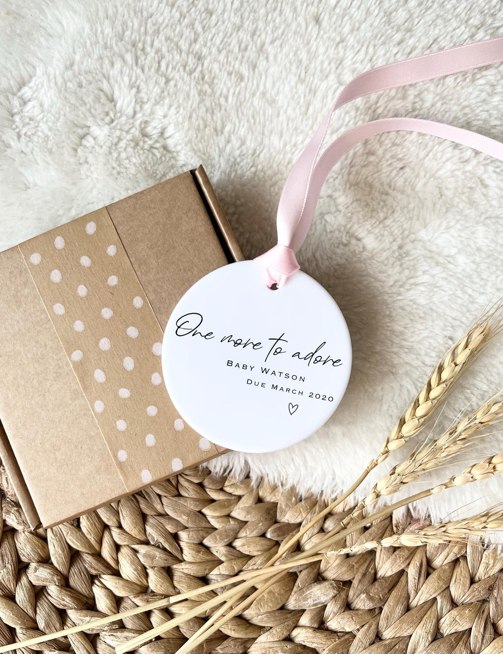 Personalised Baby Announcement Heart Ornament – Ceramic Keepsake