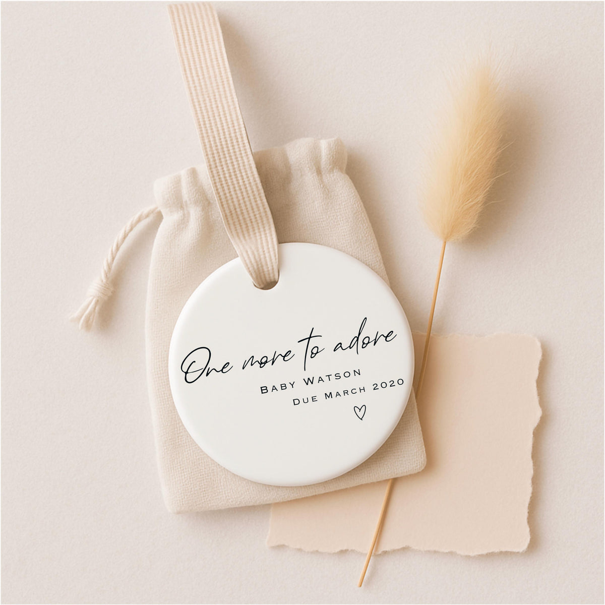 Personalised Baby Announcement Heart Ornament – Ceramic Keepsake