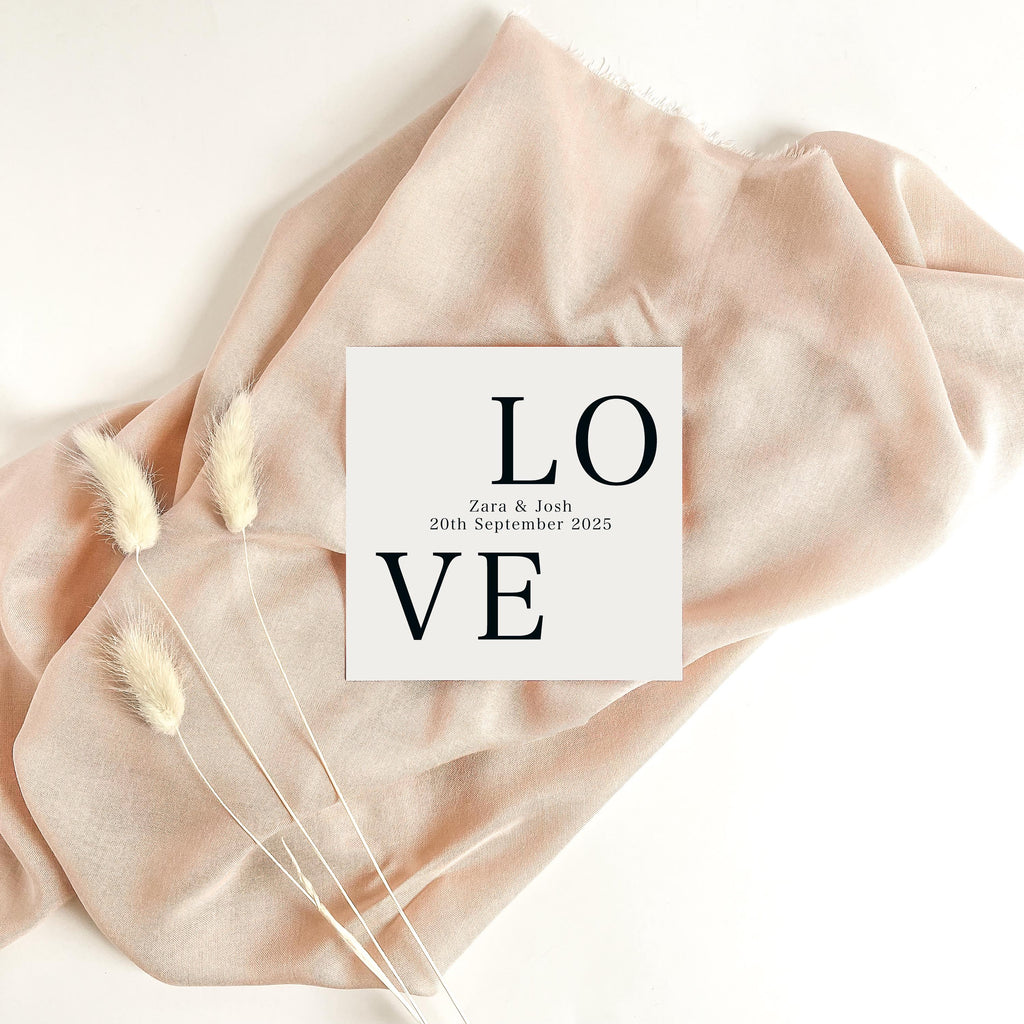 Personalised Love Wedding Card – Names & Date