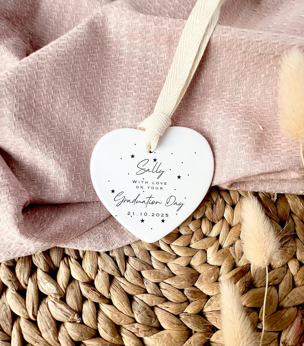 Personalised Graduation Heart Ornament – Ceramic Keepsake
