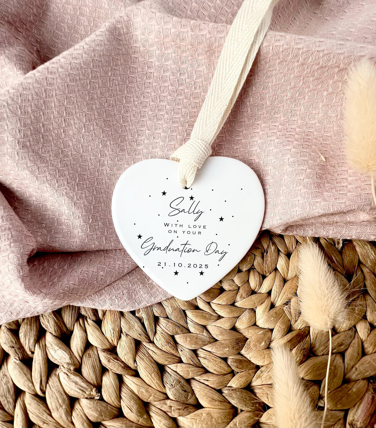 Personalised Graduation Heart Ornament – Ceramic Keepsake
