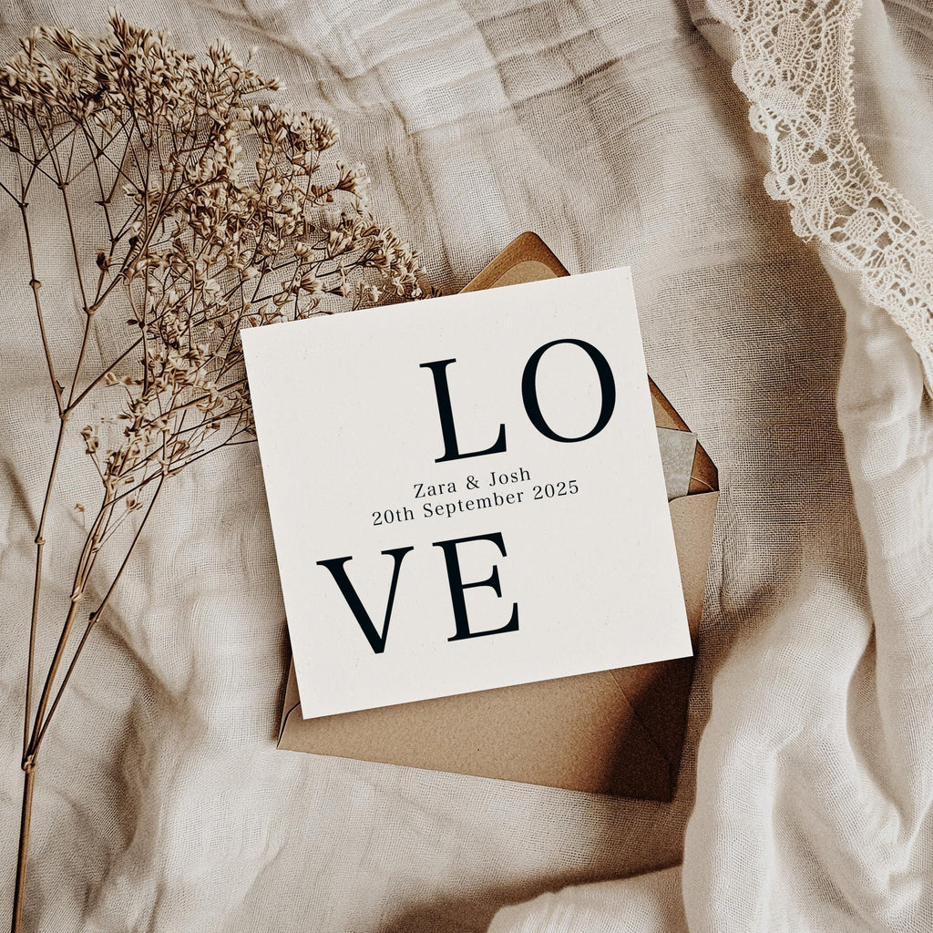 Personalised Love Wedding Card – Names & Date