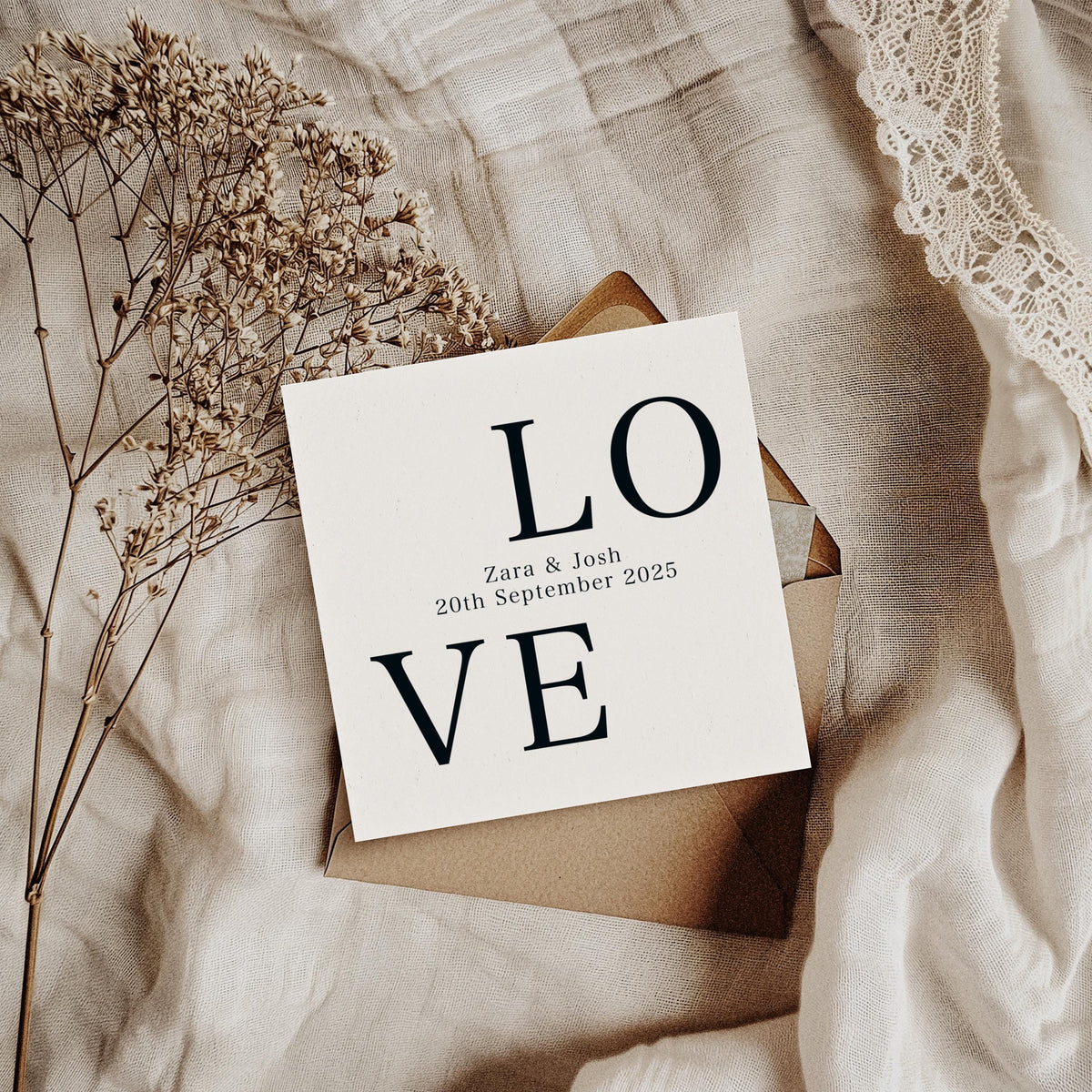 Personalised Love Wedding Card – Names & Date