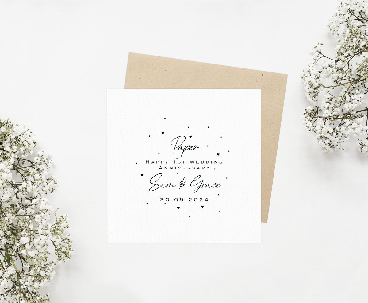 Personalised 1st Anniversary Card & Ceramic Heart Gift Set – Paper