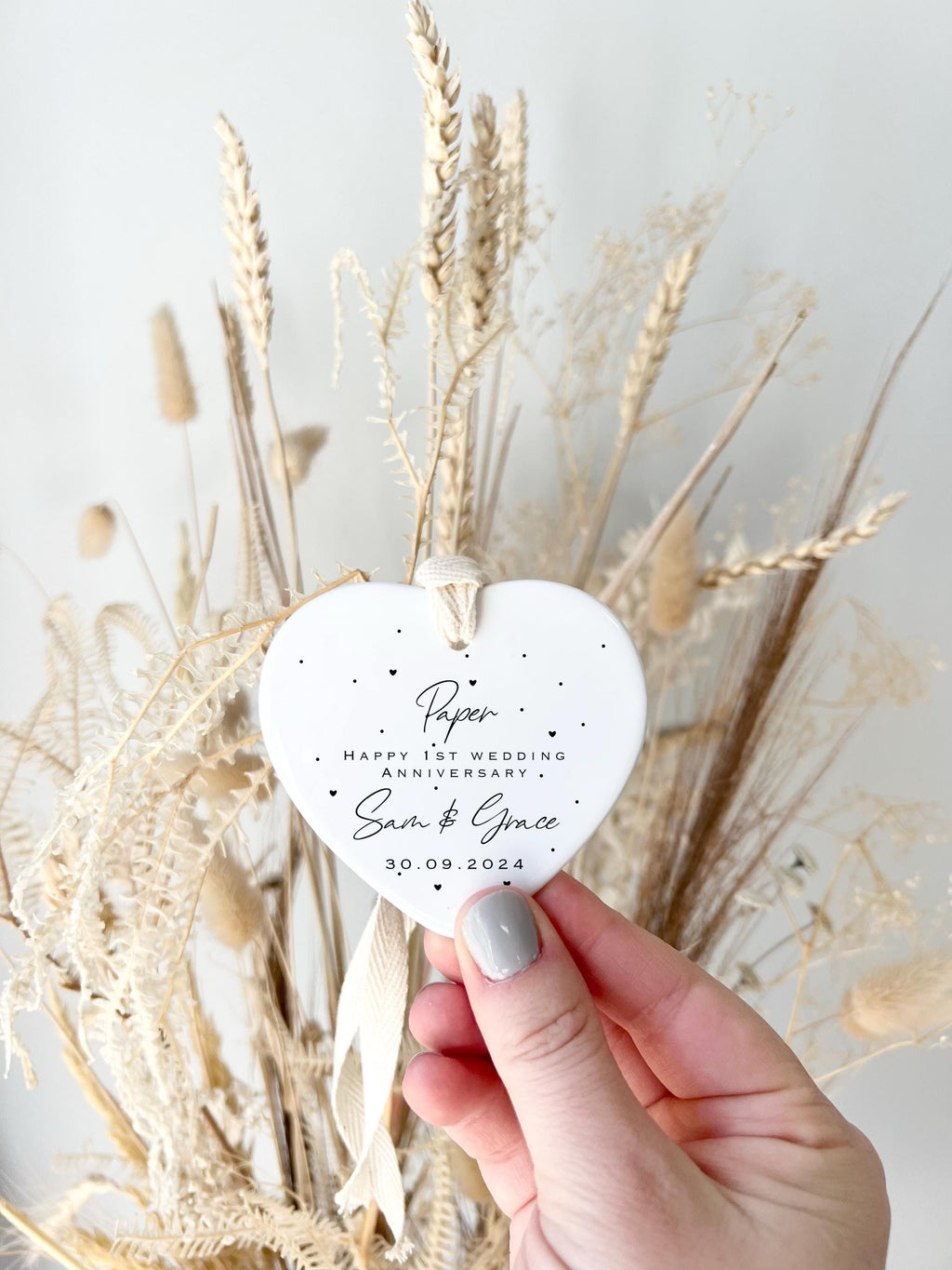 Personalised 1st Anniversary Card & Ceramic Heart Gift Set – Paper