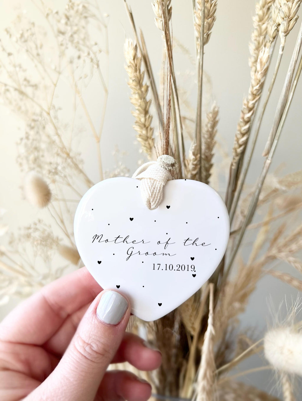 Mother of the Groom Gift Set – Personalised Card & Ceramic Heart Keepsake