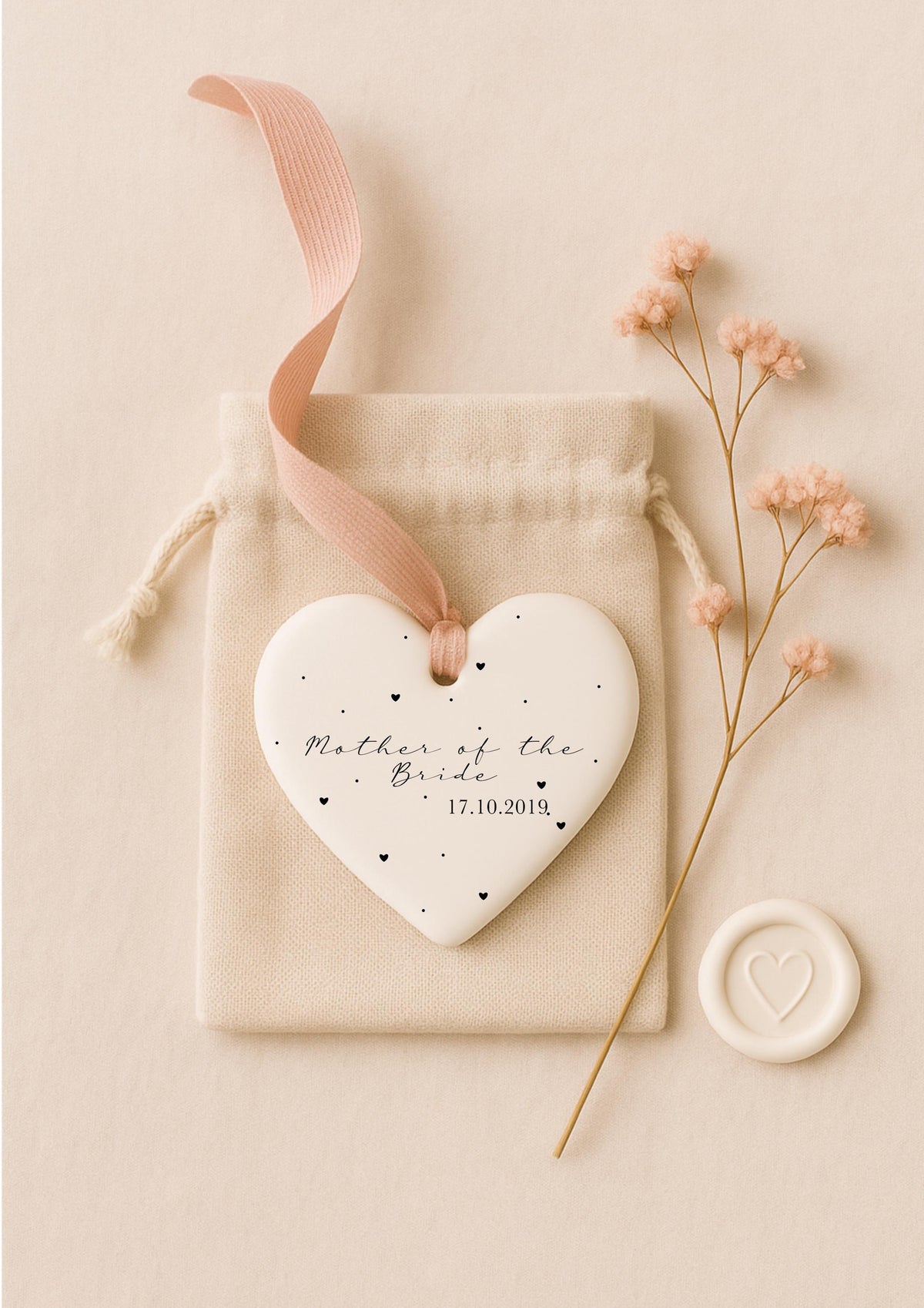 Mother of the Bride Gift Set – Personalised Card & Ceramic Heart Keepsake