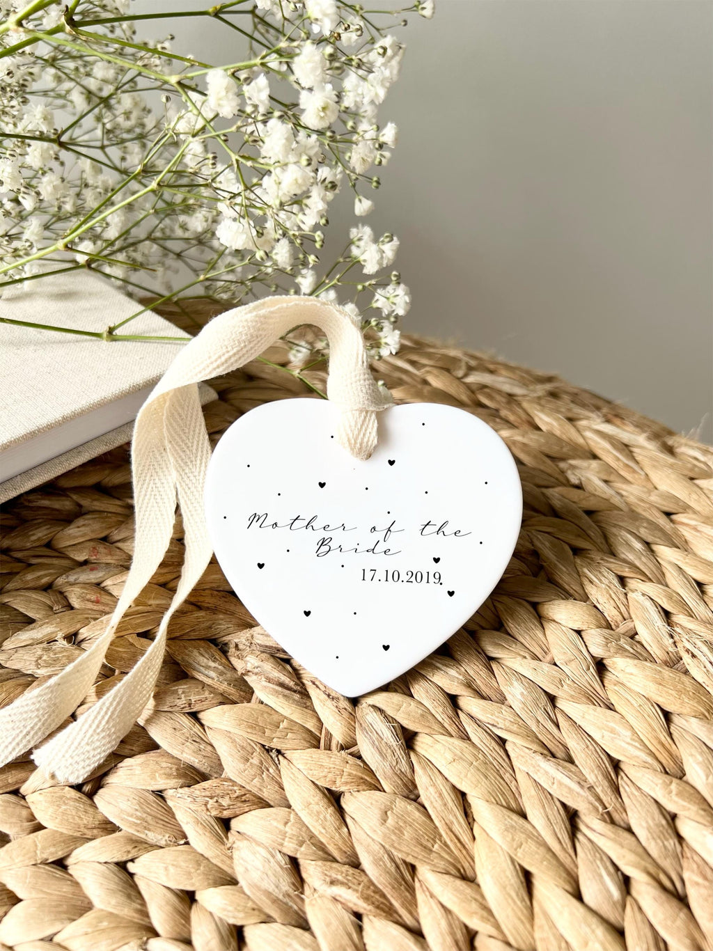 Mother of the Bride Gift Set – Personalised Card & Ceramic Heart Keepsake