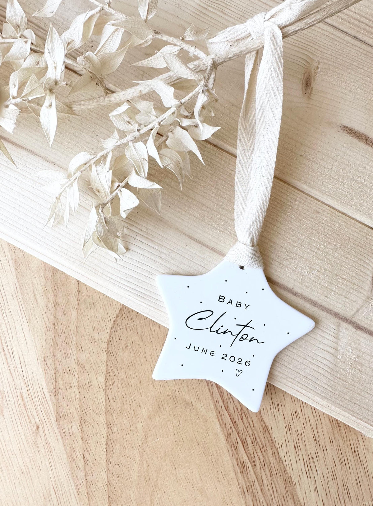 Personalised Baby Announcement Star Ornament – Ceramic Keepsake