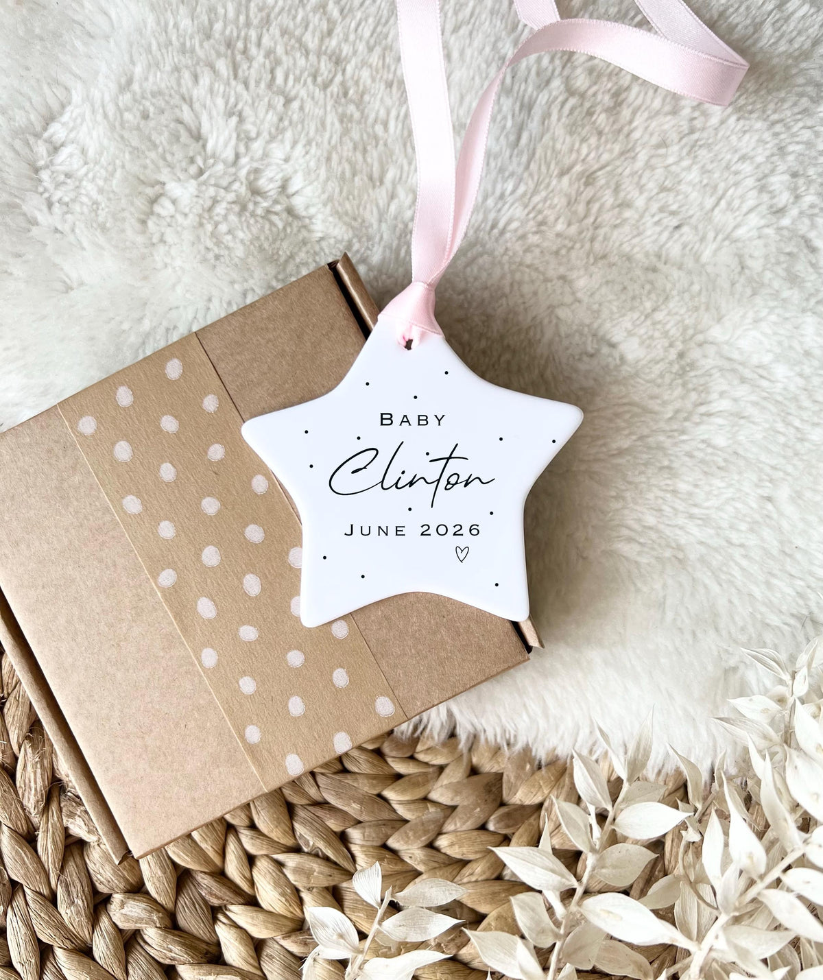 Personalised Baby Announcement Star Ornament – Ceramic Keepsake