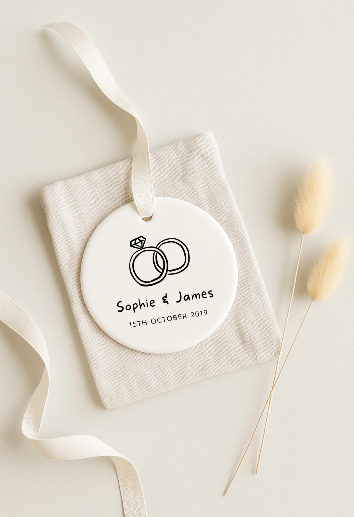 Personalised Engagement Ornament – Ceramic Keepsake Gift