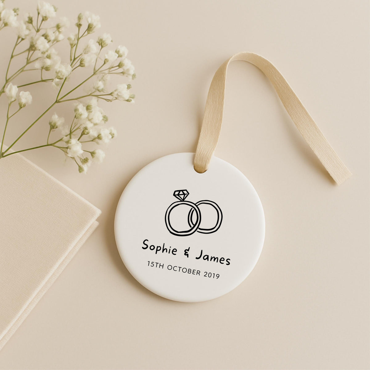 Personalised Engagement Ornament – Ceramic Keepsake Gift