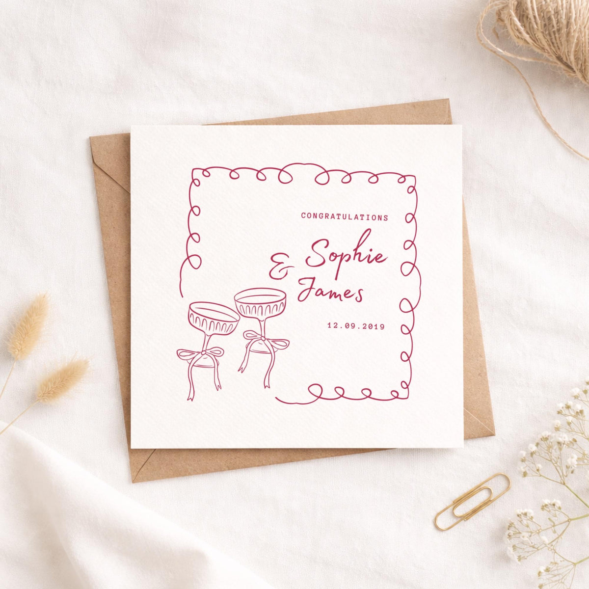 Personalised Wedding, Engagement & Anniversary Card – Custom Names