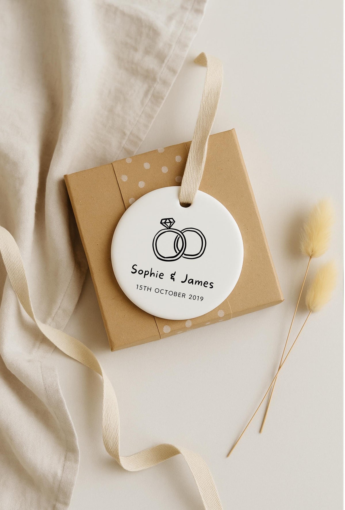 Personalised Engagement Ornament – Ceramic Keepsake Gift