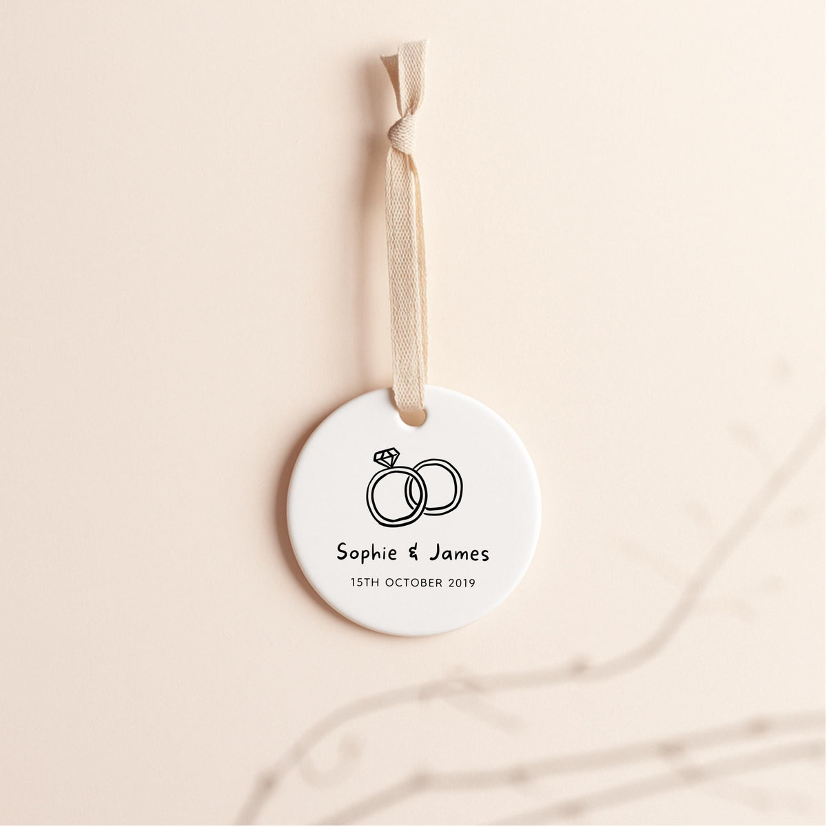 Personalised Engagement Ornament – Ceramic Keepsake Gift