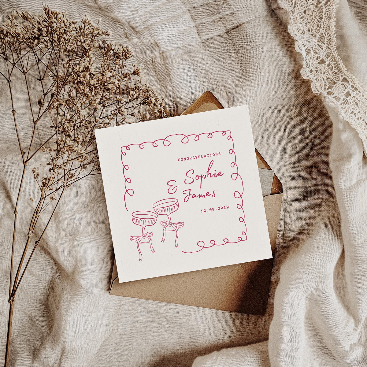 Personalised Wedding, Engagement & Anniversary Card – Custom Names