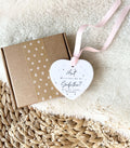 Personalised Godfather proposal ceramic heart ornament