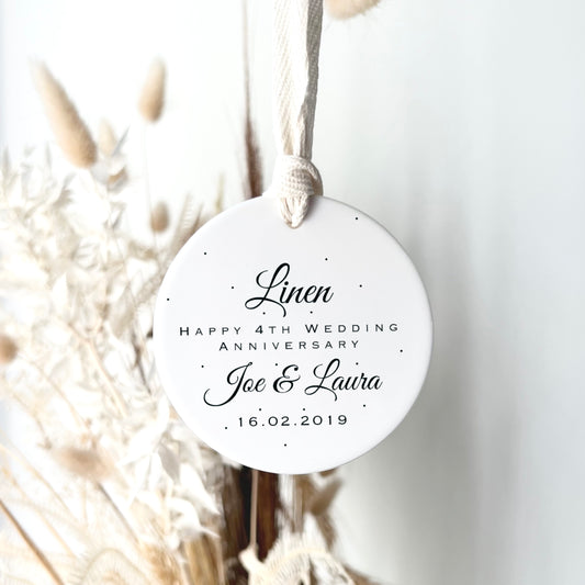 Linen 4th wedding anniversary keepsake gift