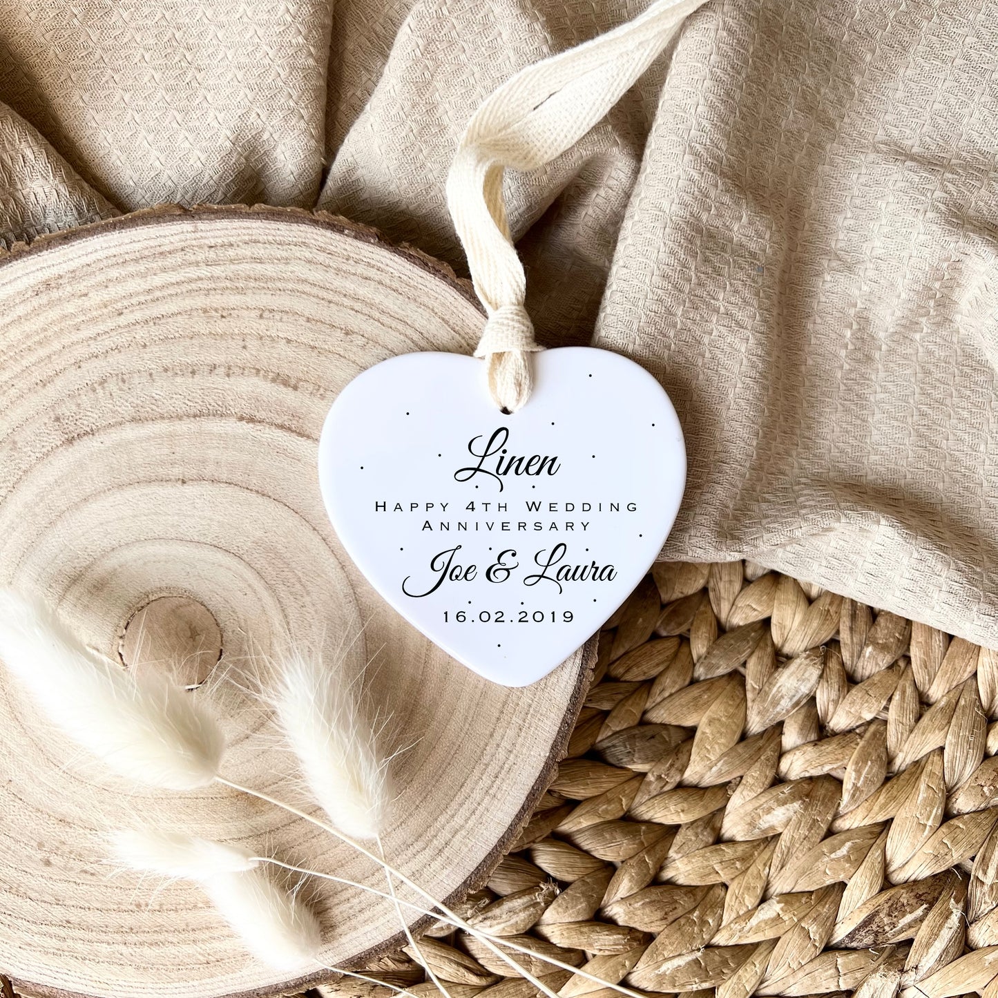 Linen 4th wedding anniversary keepsake gift