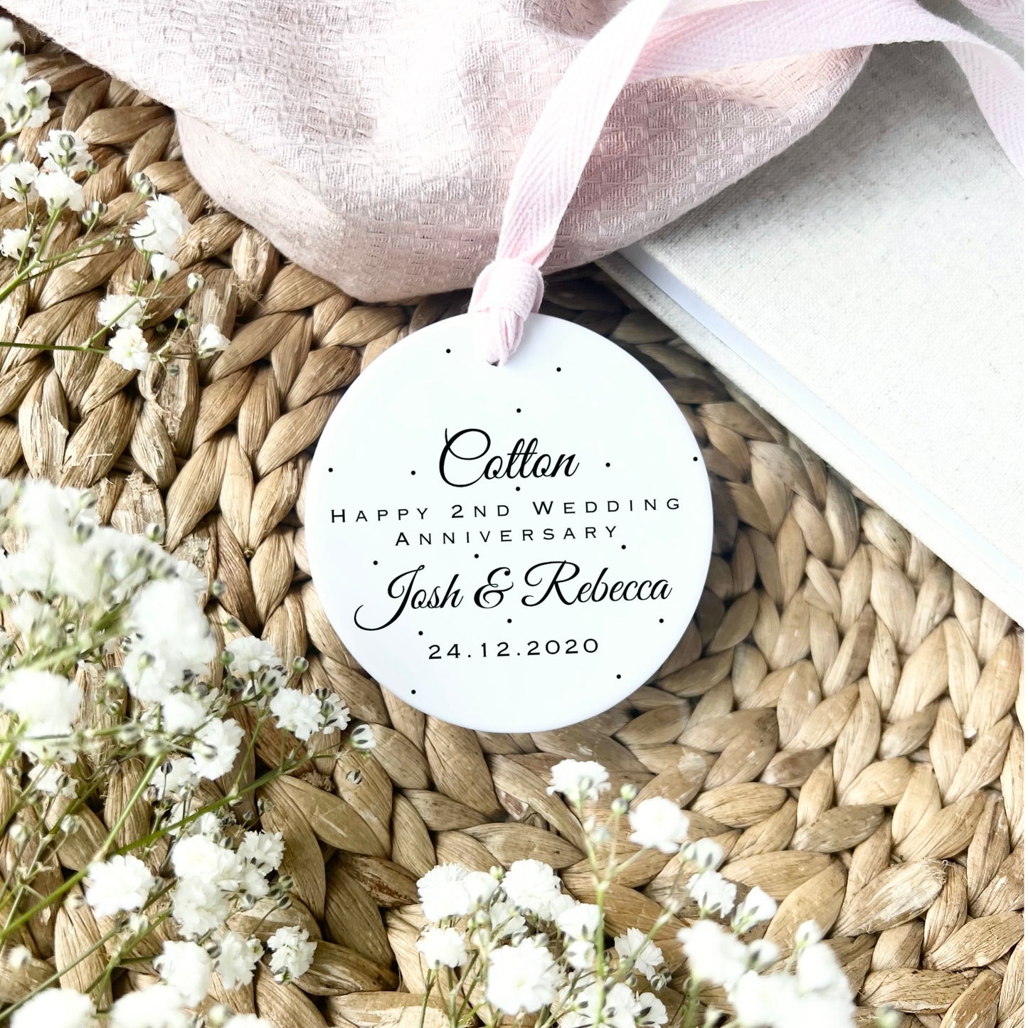 Cotton second wedding anniversary keepsake gift