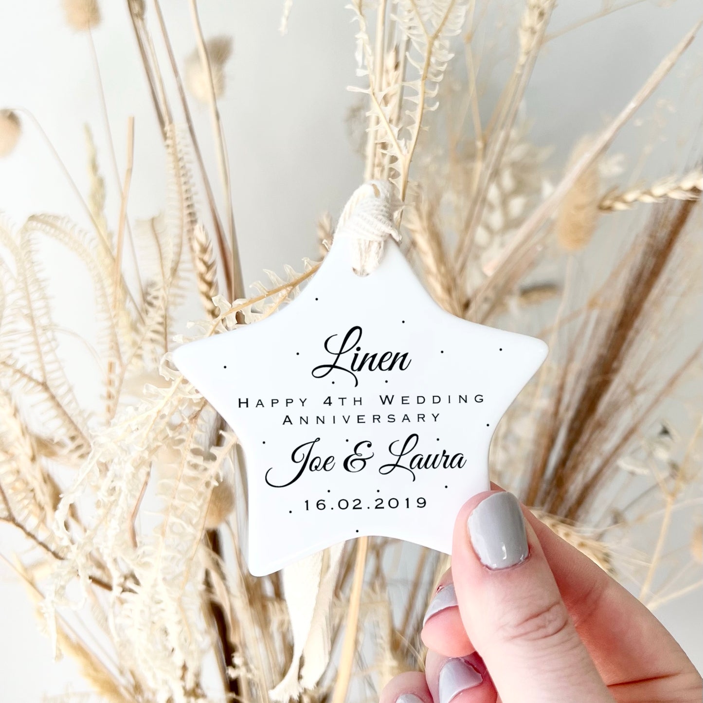 Linen 4th wedding anniversary keepsake gift